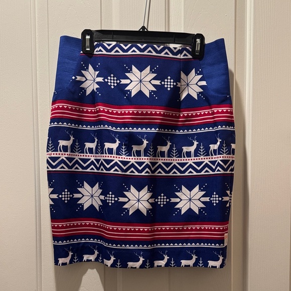 OppoSuits Dresses & Skirts - OppoSuits Royal Blue Holiday Pencil Skirt with Red & White Accents